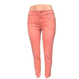 Chicos Platinum Denim Peach Slim Ankle Jeans Size 00 Cotton Spandex Womens Pants